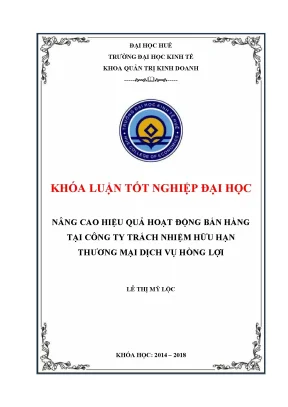 Nâng cao hiệu quả hoạt động bán hàng tại công ty trách nhiệm hữu hạn thương mại dịch vụ hồng lợi