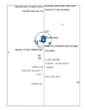 1061 quản lý tài chính tại cty cp đầu tư địa ốc novaland khóa luận đại học chuyên ngành tcnh 2023