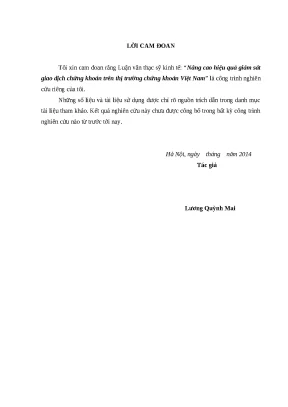 Luận văn thạc sĩ nâng cao hiệu quả giám sát giao dịch chứng khoán trên thị trường chứng khoán việt nam