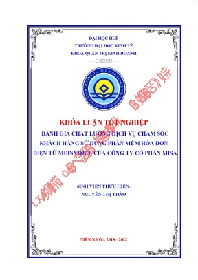 Đánh giá chất lượng dịch vụ chăm sóc khách hàng sử dụng phần mềm hóa đơn điện tử meinvoice tại cty cp misa