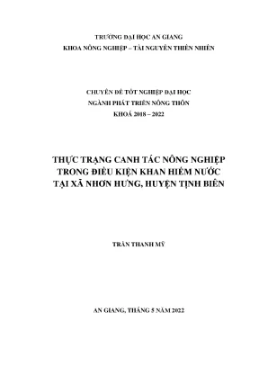 Thực trạng canh tác nông nghiệp trong điều kiện khan hiếm nước tại xã nhơn hưng huyện tịnh biên