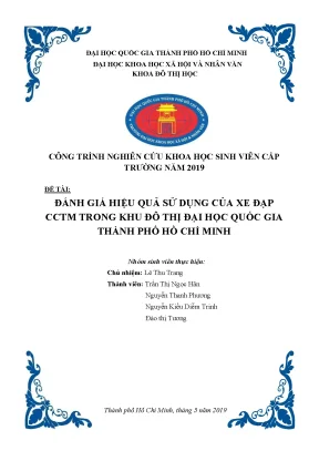 Đánh giá hiệu quả sử dụng xe đạp công cộng thông minh trong khu đô thị đại học quốc gia thành phố hồ chí minh công trình nghiên cứu khoa học sinh viên giải nhất cấp trường
