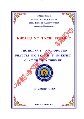 Thu hút và sử dụng oda cho phát triển kết cấu hạ tầng kinh tế của tỉnh thừa thiên huế