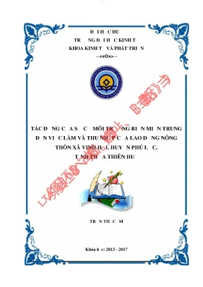 Tác động của sự cố môi trường biển miền trung đến việc làm và thu nhập của lao động nông thôn xã vinh hải huyện phú lộc tỉnh thừa thiên huế