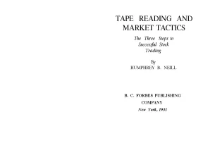 Tape reading and market tactics neill