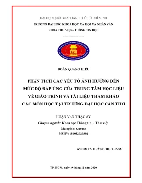Phân tích các yếu tố ảnh hưởng đến mức độ đáp ứng của trung tâm học liệu về giáo trình và tài liệu tham khảo các môn học tại đại học cần thơ
