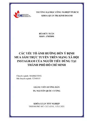 Các yếu tố ảnh hưởng đến ý định mua sắm trực tuyến trên mạng xã hội instagram của người tiêu dùng tại thành phố hồ chí minh