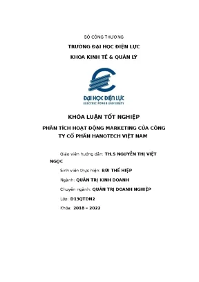 Phân tích hoạt động marketing của công ty cổ phần hanotech việt nam