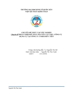 Chuyên đề thực tập hoàn thiện kế toán nguyên vật liệu tai công ty trách nhiệm hữu hạn phúc tiến1