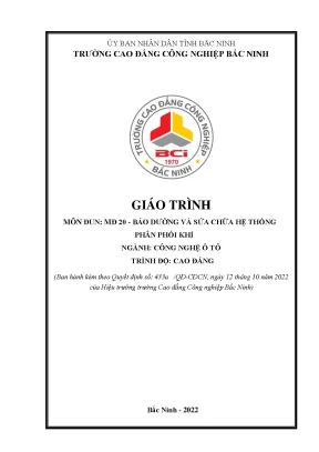 Mđ 20 bảo dưỡng và sửa chữa hệ thống phân phối khí