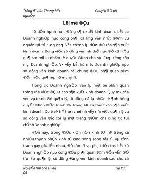 Luận văn tốt nghiệp vốn kinh doanh và một số giải pháp nâng cao hiệu quả sử dụng vốn kinh doanh tại công ty tnhh tân hồng hà