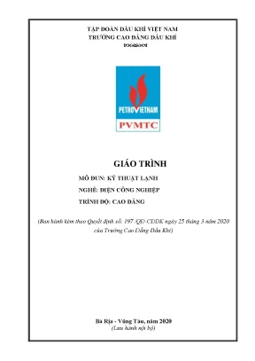 Giáo trình kỹ thuật lạnh nghề điện công nghiệp trình độ cao đẳng