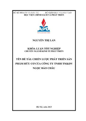 Khoá luận tốt nghiệp chuyên ngành kinh tế phát triển chiến lược phát triển sản phẩm hữu cơ của công ty tnhh tm dv ngọc bảo châu