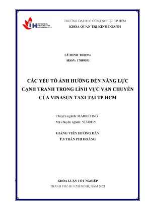 Các yếu tố ảnh hưởng đến năng lực cạnh tranh trong lĩnh vực vận chuyển của vinasun taxi tại thành phố hồ chí minh