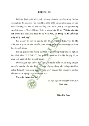 Nghiên cứu đặc tính nước thải sinh hoạt khu đô thị văn phú hà đông và đề xuất biện pháp xử lý thích hợp