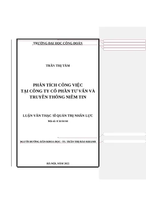 Luận văn phân tích công việc tại công ty cổ phần tư vấn và truyền thông niềm tin
