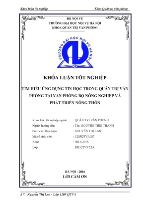 Khóa luận tốt nghiệp tìm hiểu ứng dụng tin học trong quản trị văn phòng tại văn phòng bộ nông nghiệp và phát triển nông thôn