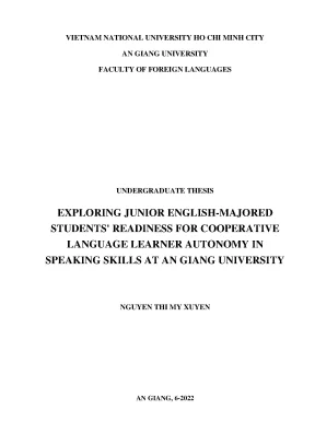 Exploring junior english majored students readiness for cooperative language learner autonomy in speaking skills at an giang university