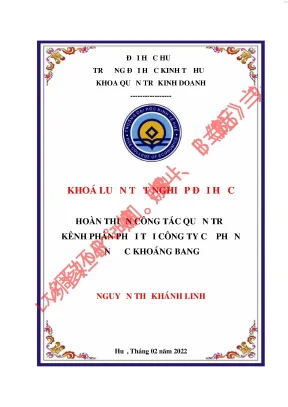 Hoàn thiện công tác quản trị kênh phân phối sản phẩm nước khoáng tại công ty cổ phần nước khoáng bang