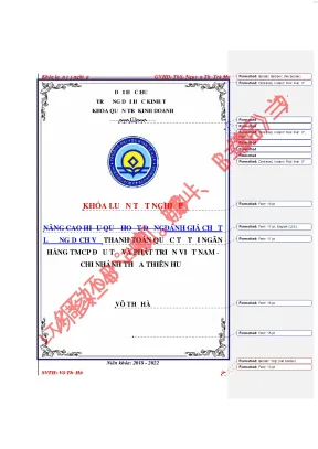 Đánh giá chất lượng dịch vụ thanh toán quốc tế tại ngân hàng tmcp đầu tư và phát triển việt nam chi nhánh thừa thiên huế