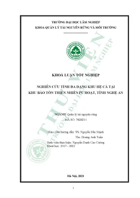 Nghiên cứu tính đa dạng khu hệ cá tại khu bảo tồn thiên nhiên pù hoạt tỉnh nghệ an