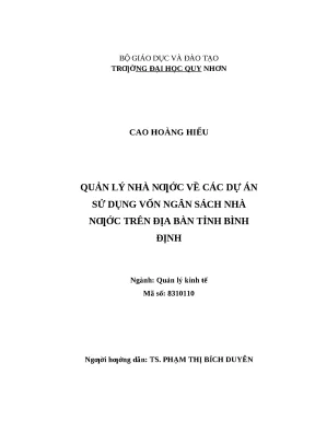 0406 quản lý nhà nước về các dự án sử dụng vốn ngân sách nhà nước trên địa bàn tỉnh bình định luận văn tốt nghiệp