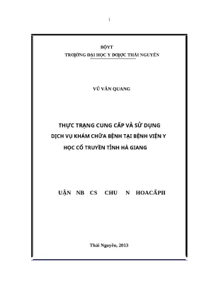 Luận văn thực trạng cung cấp và sử dụng dịch vụ khám chữa bệnh tại bệnh viện y học cổ truyền tỉnh hà giang