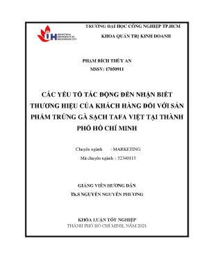 Các yếu tố tác động đến nhận biết thương hiệu của khách hàng đối với sản phẩm trứng gà sạch tafa việt tại thành phố hồ chí minh