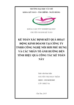 Khóa luận tốt nghiệp kế toán kế toán xác định kết quả hoạt động kinh doanh tại công ty tnhh công nghệ nồi hơi phú hưng và các nhân tố ảnh hưởng đến tính hiệu quả công tác kế toán n