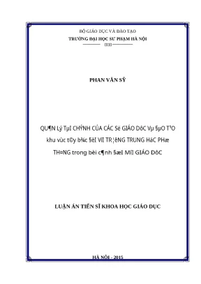 Luận án quản lý tài chính của các sở gdđt khu vực tây bắc đối với trường trung học phổ thông trong bối cảnh đổi mới giáo dục