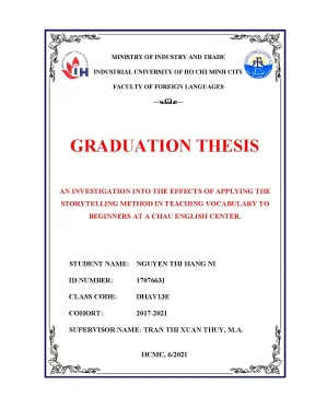 An investigation into the effects of applying the storytelling method in teaching vocabulary to beginners at a chau english center graduation thesis faculty of foreign languages