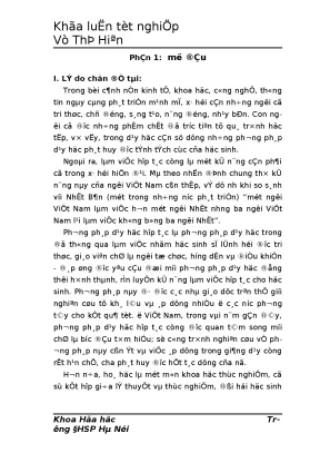 Áp dụng phương pháp dạy học hợp tác theo nhóm nhỏ trong dạy học hoá học phổ thông nhằm tích cực hoá hoạt động học tập của học sinh thông qua nhóm oxi lớp 10 ban nâng cao