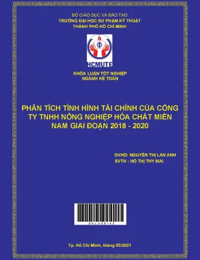 Khóa luận tốt nghiệp phân tích tình hình tài chính của công ty tnhh nông nghiệp hóa chất miền nam giai đoạn 2018 2020