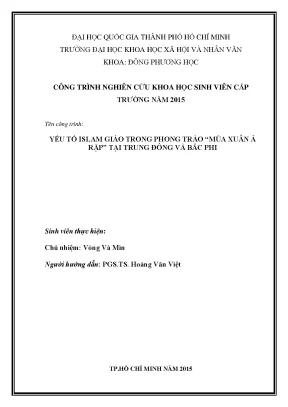 Yếu tố islam giáo trong phong trào mùa xuân ả rập tại trung đông và bắc phi công trình nghiên cứu khoa học sinh viên cấp trường