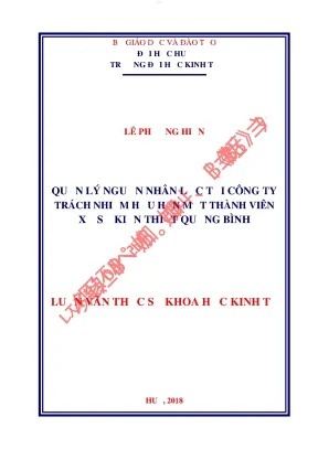 Quản lý nguồn nhân lực tại công ty trách nhiệm hữu hạn một thành viên xổ số kiến thiết quảng bình