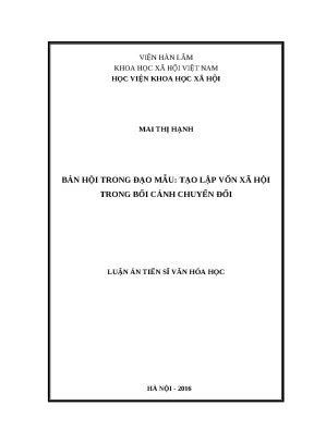 Luận án bản hội trong đạo mẫu tạo lập vốn xã hội trong bối cảnh chuyển đổi