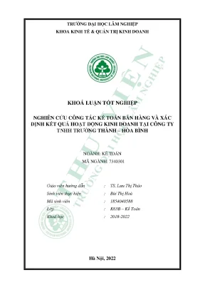 Nghiên cứu công tác kế toán bán hàng và xác định kết quả hoạt động kinh doanh tại công ty tnhh trường thành hòa bình