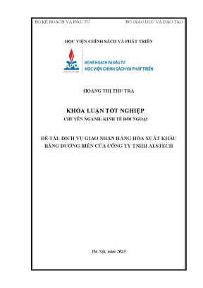 Chuyên ngành kinh tế đối ngoại dịch vụ giao nhận hàng hóa xuất khẩu bằng đường biển của công ty tnhh alstech