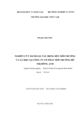 Chuyên đề thực tập nghiên cứu đánh giá tác động đến môi trường và xã hội tại công ty cổ phần môi trường đô thị đông anh