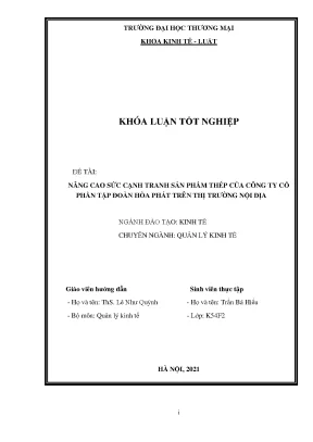 Khóa luận tốt nghiệp nâng cao sức cạnh tranh sản phẩm thép của công ty cổ phần tập đoàn hòa phát trên thị trường nội địa