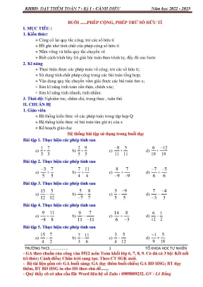 Giáo án dạy thêm toán 7 phần 1