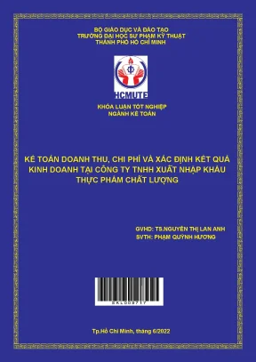 Kế toán doanh thu chi phí và xác định kết quả kinh doanh tại công ty tnhh xuất nhập khẩu thực phẩm chất lượng