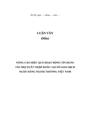 Thực trạng hoạt động tín dụng và giải pháp nhằm nâng cao hoạt động tín dụng tài trợ xuất nhập khẩu tại sở giao dịch ngân hàng ngoại thương việt nam luận văn
