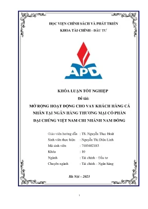 Chuyên ngành tài chính ngân hàng mở rộng hoạt động cho vay khách hàng cá nhân tại ngân hàng tmcp đại chúng việt nam chi nhánh nam đồng