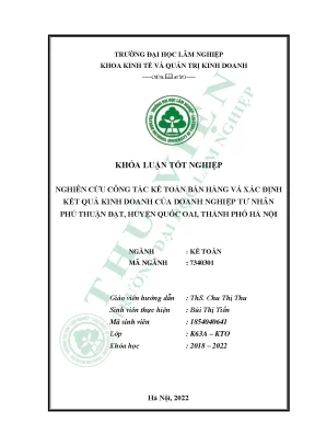 Nghiên cứu công tác kế toán bán hàng và xác định kết quả kinh doanh của doanh nghiệp tư nhân phú thuận đạt huyện quốc oai thành phố hà nội