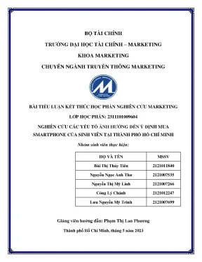 Nghiên cứu các yếu tố ảnh hưởng đến quyết định mua smartphone của sinh viên tại tp hcm
