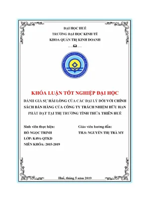 Đánh giá sự hài lòng của các đại lý đối với chính sách bán hàng của công ty tnhh phát đạt tại thị trường tỉnh thừa thiên huế