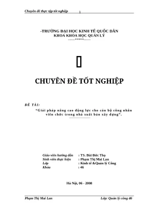 Luận văn tốt nghiệp giải pháp nâng cao động lực cho cán bộ công nhân viên chức trong nhà xuất bản xây dựng