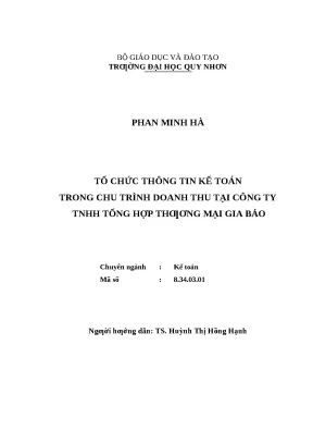 0129 tổ chức thông tin kế toán trong chu trình doanh thu tại công ty tnhh tổng hợp thương mại gia bảo luận văn tốt nghiệp