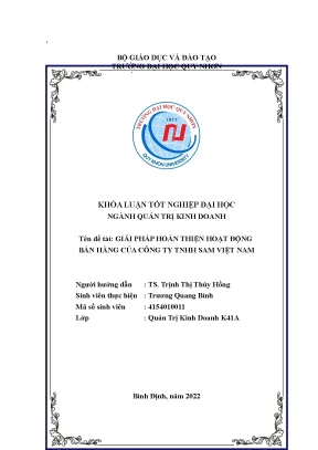 Giải pháp hoàn thiện hoạt động bán hàng của công ty tnhh sam việt nam khóa luận tốt nghiệp đại học